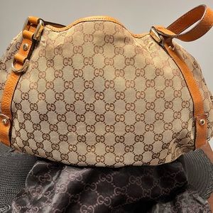 Gucci cloth hobo bag with leather straps